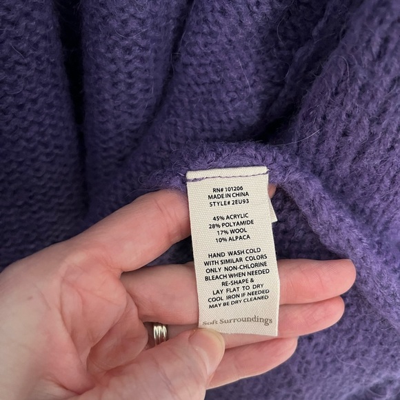 Soft Surroundings Ambrosia Alpaca Blend Midi Knit Cardigan Sweater Purple S - Picture 4 of 5